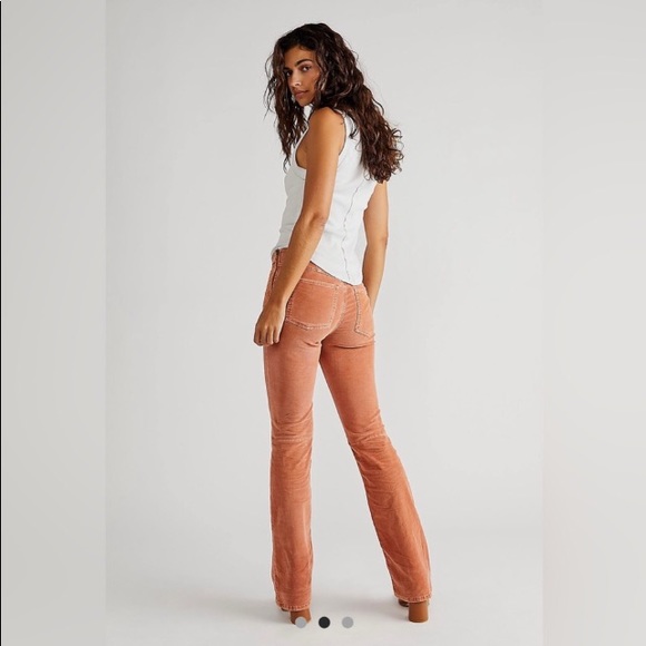 💗Free People . Jenny High-Rise Cord Slim Flare leans 26/27 - Picture 1 of 7